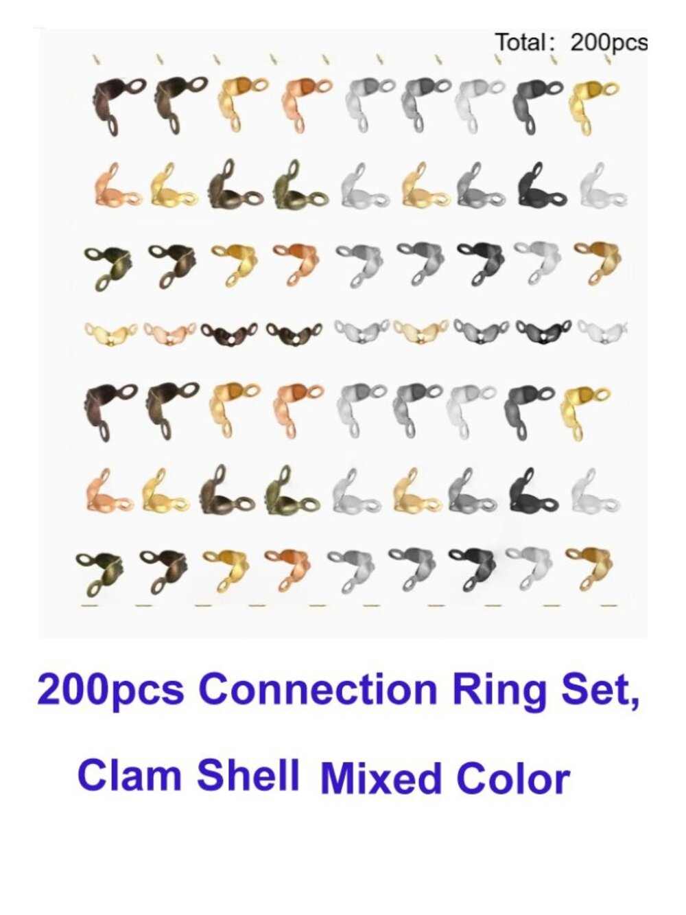 200pcs Connector Clasp Fitting Metal Ball Chain End Crimps Beads